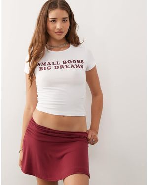 Noisy May Baby Tee With Small Boobs Print - White