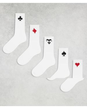 Jack & Jones 5 Pack Cards Print Socks - Grey