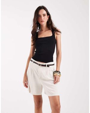 ONLY Pantalones Cortos De Sastre Beis De Mezcla De Lino De -Neutro