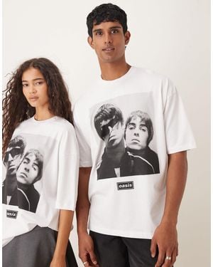 ASOS Oversized T-shirt With Oasis Liam And Noel Prints - Natural