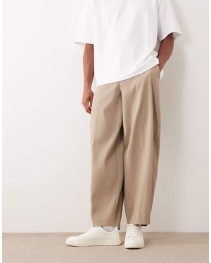 ASOS Tailored Barrel Leg Trousers - Natural