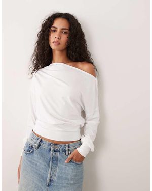 Cotton On Top Con Spalle Scoperte E Maniche Lunghe - Bianco