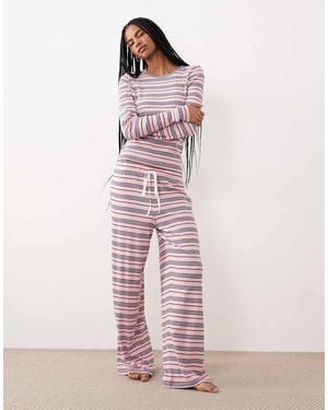 ASOS Long Sleeve & Wide Leg Trouser Pyjama Set - Pink
