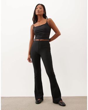 New Look Ribbed Flare Trousers - White
