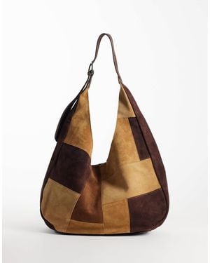 ASOS Suede Patchwork Tote Bag - Brown