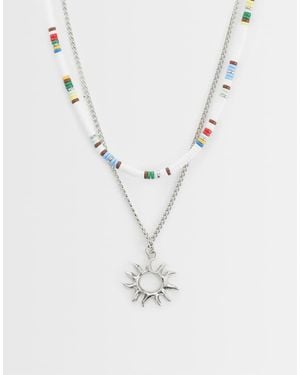 ASOS Confezione Da 2 Collane Argentate Con Perline E Ciondolo A Forma Di Sole - Blu