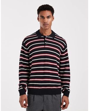 Jack & Jones Polo A Rayas Rojas De Punto De - Azul