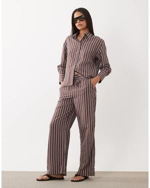 New Look Co-ord Stripe Wide Leg Trousers - Brown