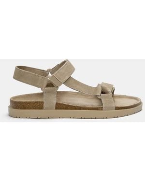 Pull&Bear Leather Strappy Sandals - White