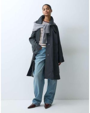 ARKET Carcoat Van Puur Katoen, Middenlang - Blauw