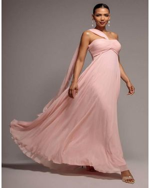 Goddiva Sleeveless Pleated Chiffon Multiway Scarf Maxi Dress - Pink