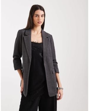 Vero Moda Oversized Texture Ruched Sleeve Blazer - Black