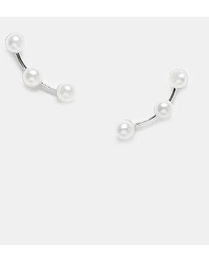 Kingsley Ryan Pearl Crawler Stud Earrings - Metallic