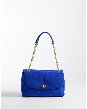 Mango Schultertasche aus 100 % leder - Blau