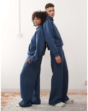 Reclaimed Vintage Unisex Heavyweight Wide Leg jogger Co-ord - Blue