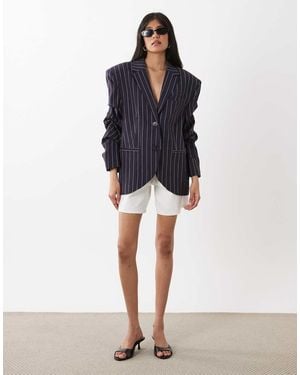 WeWoreWhat Cinched Sleeve Boxy Blazer - Blue