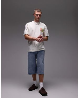 TOPMAN Denim Mid Length Jort - Gray