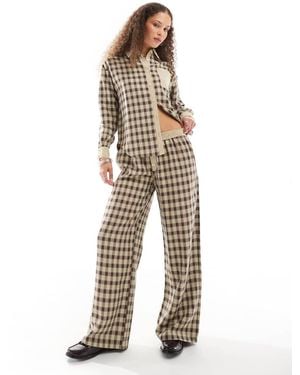 Daisy Street Low Rise Pull On Trousers With Contrast Check Co-ord - Natural