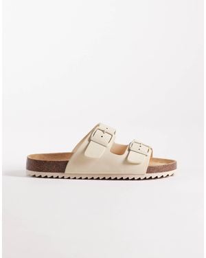 SEQWL Olsen Double Buckle Flat Sandals - White