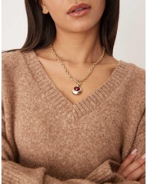 Mango Collar Con Cierre De Barra En Forma De "T" De - Marrón