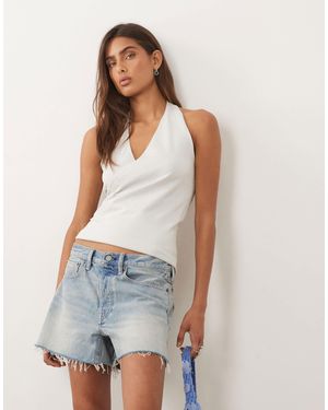 Mango Teen Knit Halterneck Top - White
