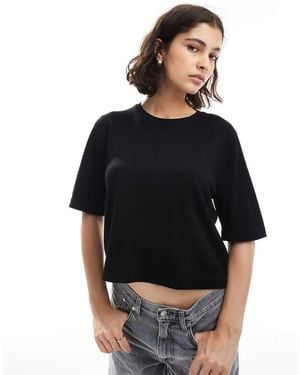 Vero Moda Knitted Boxy T-Shirt - Black
