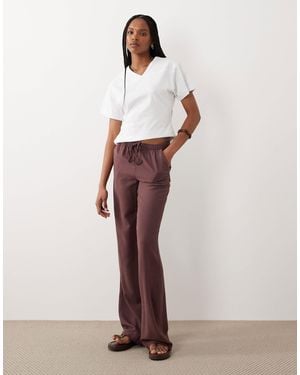 JDY Tall Pantalon en lin mélangé - bordeaux - Rouge