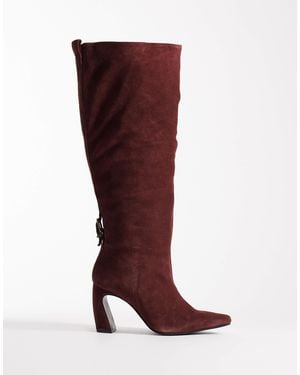Free People Date Night Knee High Suede Boots - Red