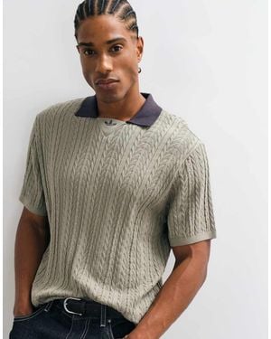 adidas Originals Cable Knit Polo - Grey