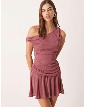 ASOS Fallen Shoulder Flippy Mini Dress - Red