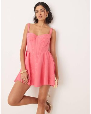 Bardot Corset Mini Dress - Pink