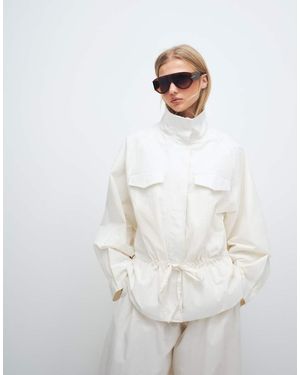 ASOS Dropped Waist Cinched Windbreaker Jacket - White