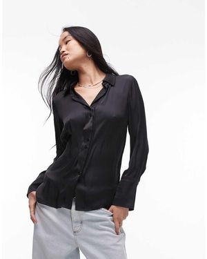 TOPSHOP Satin Shirt - Black