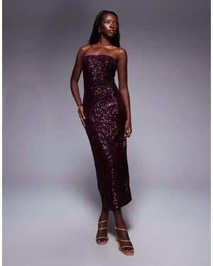 ASOS Sequin Bandeau Midi Dress - Purple