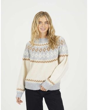 Brave Soul Crew Neck Fairisle Jumper - Natural