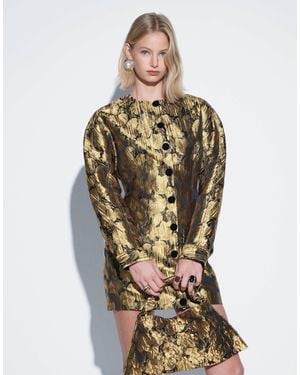 ASOS Crew Neck Structured Button Down Mini Dress - Metallic