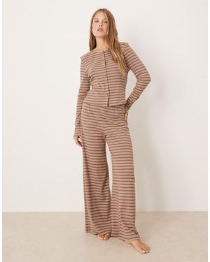 ASOS Pantalones De Sastre Marrones A Rayas De Pernera Ancha De Canalé De - Neutro