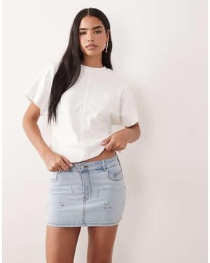 Oh Polly Mid Rise Embellished Mini Skirt - Blue
