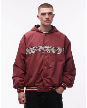 Collusion Bomber teddy rembourré avec broderie - bordeaux délavé - Rouge