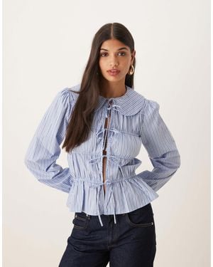 Glamorous – gesmokte bluse - Blau