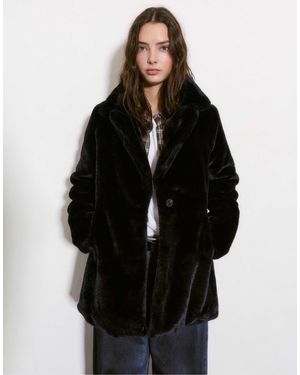 Pull&Bear – mantel aus kunstpelz - Schwarz