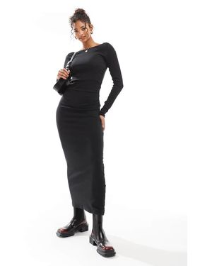 ASOS Vestito Midi A Maniche Lunghe Con Arricciatura Laterale - Nero