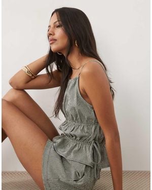 ASOS Square Neck Cami Shirred Tie Top - Multicolour