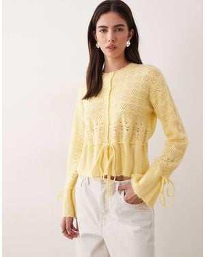 Miss Selfridge Open Stitch Peplum Hem Cardigan - Natural
