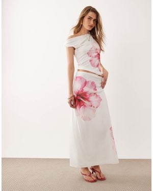 River Island – maxirock aus netzstoff - Weiß