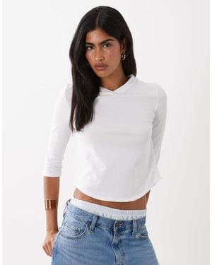 ASOS High V Neck 3/4 Sleeve Top - White