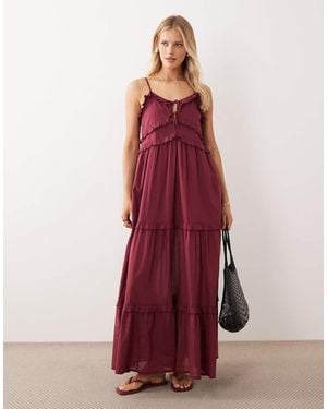 Iisla & Bird Maxi Ruffle Beach Dress - Red