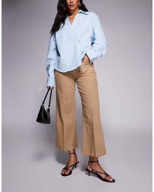 GOOD AMERICAN Canvas Palazzo Cropped Trousers - Blue
