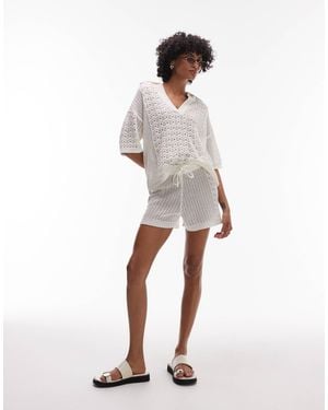 TOPSHOP Open Stitch Co-ord Short - White
