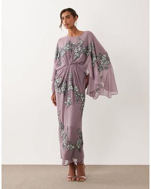ASOS Cape Sleeve Embellished Maxi Dress - Pink